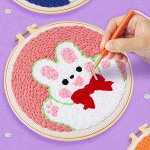 취미만들기 펀치니들 프랑스 스킬자수 DIY키트 아기토끼 수예용품