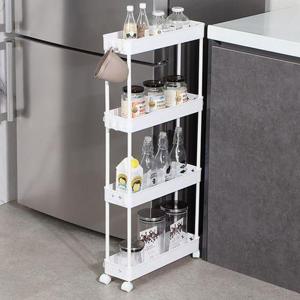 이동식트롤리 슬림트롤리4단 세탁실틈새수납장 이동식선반 미니수납  HWDC3EEA
