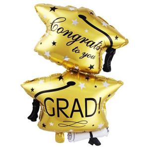 졸업식은박풍선 투 골드 학사모 졸업 은박풍선