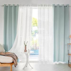 까르데코 노르딕솔리드+코코체크 긴창 암막레이스 커튼세트