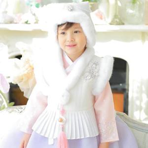 [도담도담]여아 주름 아동 유아 한복 털배자