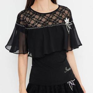 [까르죠아]까르죠아 여신 레이스 쉬폰 블라우스 스포츠댄스복 라인댄스 상의 옷 여자 여성