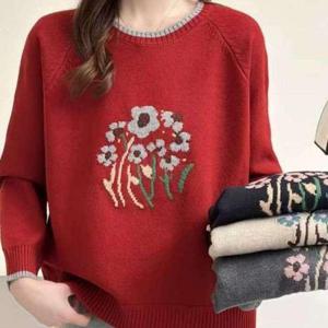 [애슬릿][애슬릿]여성 라운드 니트 티셔츠 부드러운 가을 겨울 엄마 옷 중년