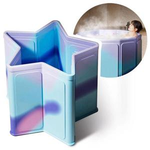 접이식 욕조 덮개형 그라데이션 블루 이동식욕조 간이반신욕조 WFKRPGU