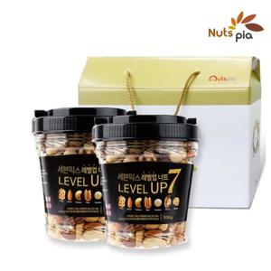[넛츠피아] 세븐믹스 레벨업너트 500g X 2통 선물세트 브라질너트 피칸 호두 아몬드