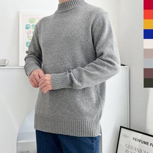 BLEO 남성 겨울 스웨터 반폴라 데일리 울 긴팔 니트