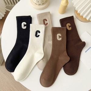 [학생/성인] 여성 알파벳 C 중목양말 5켤레세트
