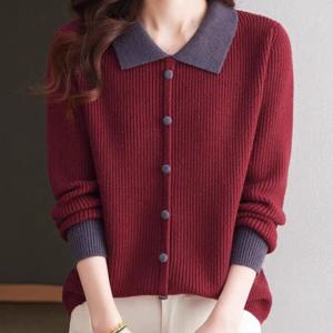 제로투올샵2 / 여성 인형칼라 니트 상의 레드 S