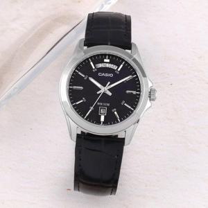 카시오 MTP-1370L-1A 클래식 라운드 데이데이트 정장 남자 가죽 시계 d