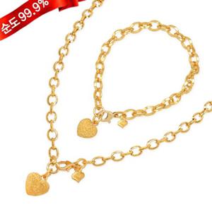 [골드모아]순금 목걸이 팔찌 세트 37.5g 24k [하트 라운드]