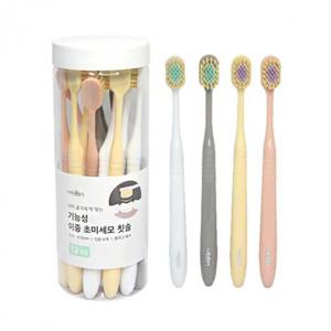 부드러운 이중 미세모 칫솔 작은헤드 12개입