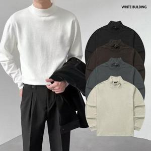 [화이트빌딩]남자티셔츠 베이직 오버핏 목티 반목 목폴라 기모 반