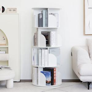 이지라이프 화이트 회전 원형 책장 4단