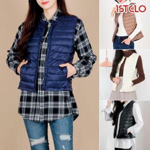 [퍼스트클로]여성 덕다운 라운드넥 패딩조끼 경량 오리털 빅사이즈 겨울 점퍼