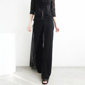 [까르죠아]까르죠아 날리는 쉬폰 통 바지 스포츠 댄스 팬츠 와이드 일자 라인 줌바 사교 밸리 연습용