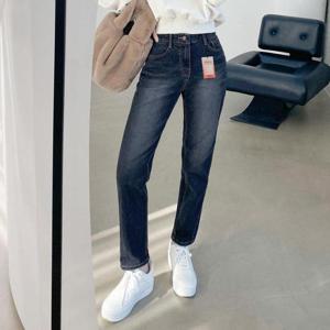 [일공삼에스티]여성 본딩 융기모 겨울 배기 청바지 밴딩 데님 팬츠