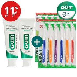 GUM(세트할인) 앤드 터프트 칫솔(308) 12개+덴탈치약(130g) 2개