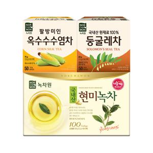 [녹차원] 인기티백 3종 200티백 (현미녹차 100T+둥굴레차 50T+옥수수수염차 50T)