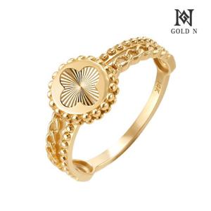 골드앤 14K 엠보 클로랑 컷팅 두줄 반지 8mm *윈터특가*
