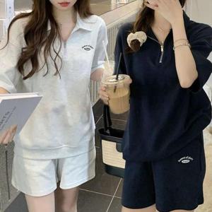 [XBH5IMO5]여성 여름 트레이닝복 반팔 반바지 상하 세트