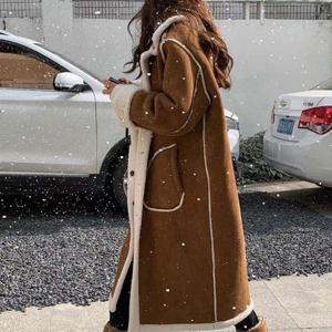 [무드수]트웨이 롱 무스탕 양털 코트