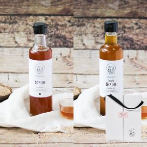 [선물세트] 당일 착유 국산 참기름 300ml+들기름 300ml 저온압착 참기름들기름