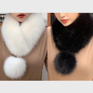 여성 데일리 겨울 퍼목도리 방한 왕방울 머플러 워머