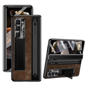 갤럭시Z 폴드6 케이스 빈티지 가죽 펜슬 글라스 풀케이스