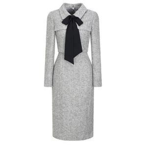 JJ지고트 배색 타이 재킷 H라인 원피스GPAM0OP921