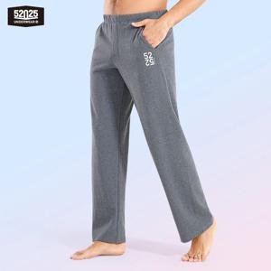 52025 남성용 오가닉 코튼 팬츠 – 가정 및 레저용 편안한 라운지 스웨트팬츠. 부드럽고 통기성이 뛰어나며 두꺼운 스트라이프 팬츠