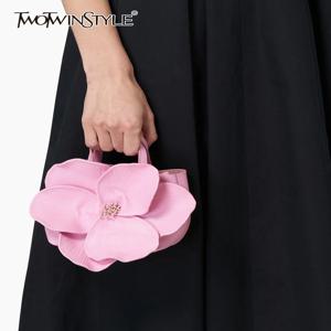 TWOTWINSTYLE 솔리드 디자이너 미니 핸드백 여성용, 꽃 하이 퀄리티, 미니멀리스트 기질 핸드백, 여성 패션