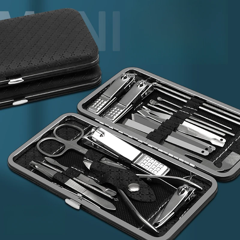 19개 스테인리스 스틸 매니큐어 도구 세트 |   풀 홈 네일 케어 가위 키트 (큐티클 니퍼 포함)