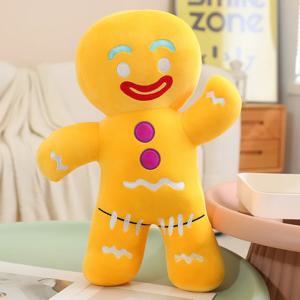 크리스마스 진저브레드맨 베개 진저브레드 플러시 인형 베개 재미있는 진저브레드 모양 장식용 쿠션 소파용