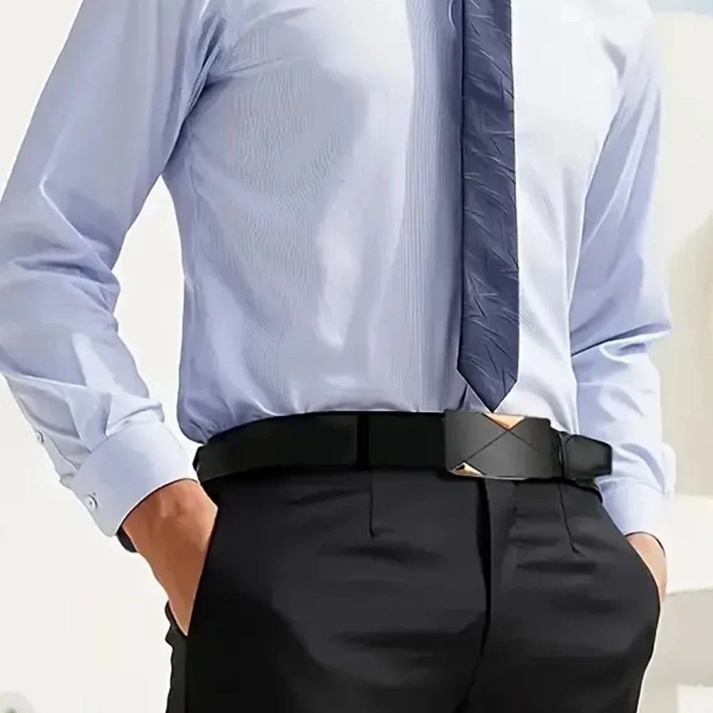 럭셔리 패션 남자 PU 자동 버클 벨트 캐주얼 솔리드 컬러 야외 모험 벨트 아버지를위한 선물 제공