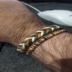 보헤미아 2Pcs 남자 팔찌 세트 의류 액세서리 손으로 짠 조절 가능한 팔찌 천연석 페르시 팔찌 캐주얼 옴므 Joias