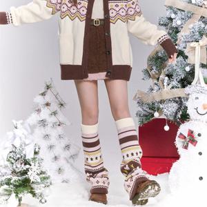 오날리파 2025 자수 파일 레그 니트 얀 양말 여성 가을 신상 발 커버 미드 튜브 달콤하고 귀여운