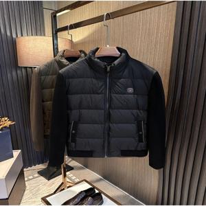 이탈리아 명품 경량 보온 남성 니트 패치워크 스탠드 칼라 다용도 가벼운 비즈니스 캐주얼 다운 재킷