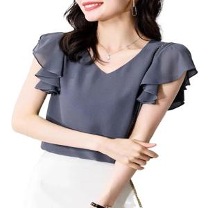 2026 플러스 사이즈 쉬폰 셔츠 여성용 셔츠 쉬폰 블라우스 여성용 탑 나비 소매 우아한 여성 정장 오피스 블라우스