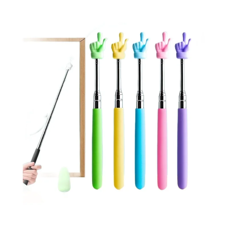 수축식 교사용 포인터 손가락 디자인 스테인리스 텔레스코픽 학교 교육용 포인터 스틱 교실용 교사용품