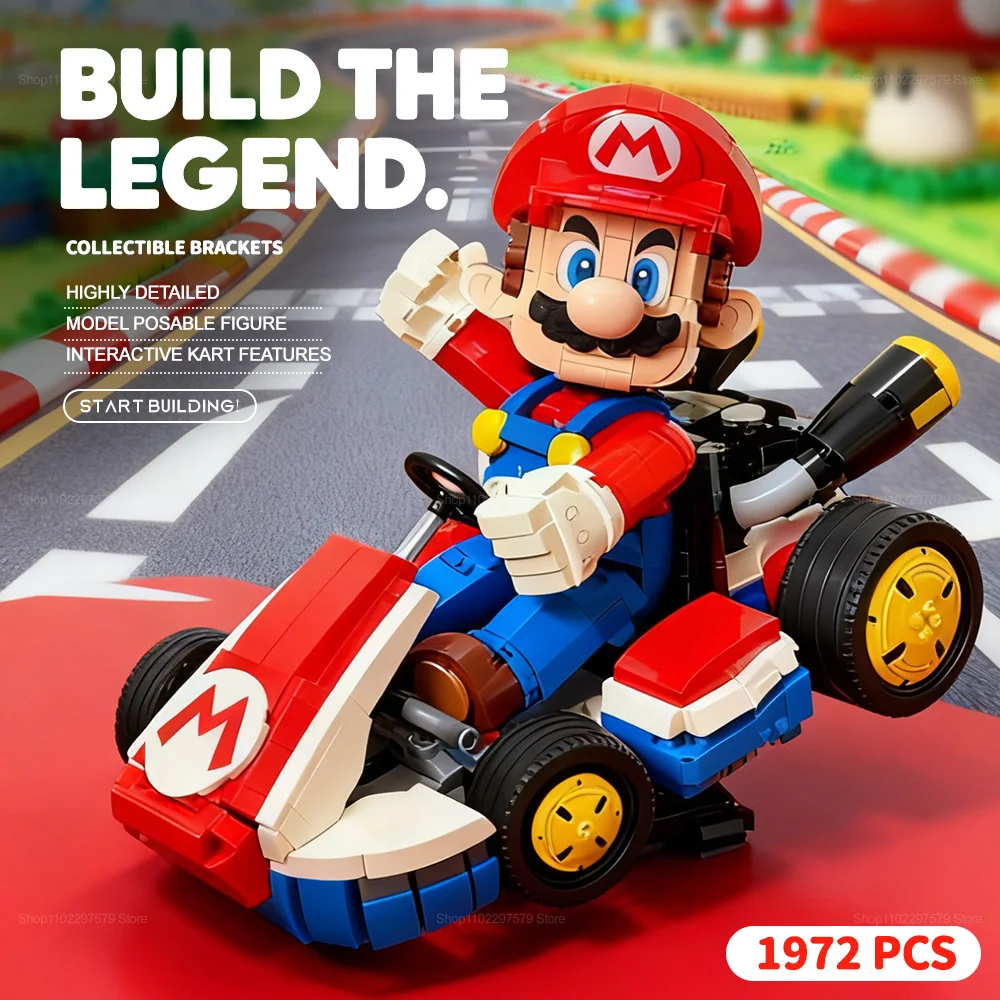 새로운 카트 블록 세트 1972PCS 레이싱카 모델 내구성 교육용 DIY 블록 장난감 어린이 및 성인용 생일 크리스마스 선물