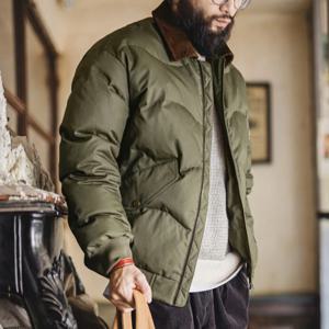 메이든 빈티지 남성용 CWU-45P 봄버 재킷 코듀로이 칼라 면 패딩 플라이트 코트 짧은 보온 퀼팅 재킷 겨울용