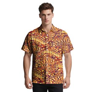 새로운 디자인 맞춤 패턴 탑 하와이안 히비스커스 프린팅 남성 의류 사모아 반팔 셔츠 폴리네시아 남성 알로하 셔츠