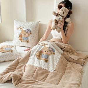 만화 우유 플리스 베개 담요 2-in-1 베개 커버