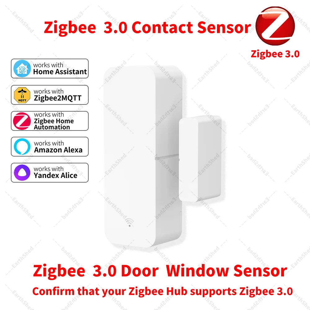 Zigbee 3.0 도어 센서 창문 센서 접촉 센서 Zigbee 허브는 홈 어시스턴트와 함께 작동해야 합니다. Yandex Alexa ZHA Zigbee2MQTT