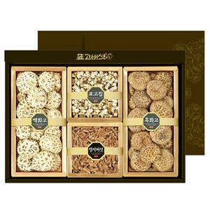 자연식탁 국내산 참나무 건 표고버섯 선물세트[장생1호] (백화고/흑화고/표고칩/영지버섯칩)