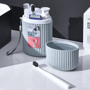 여행용 구강 세척제 컵 휴대용 귀여운 출장을위한 필수 뚜껑이있는 칫솔 케이스 다기능 보관 세트