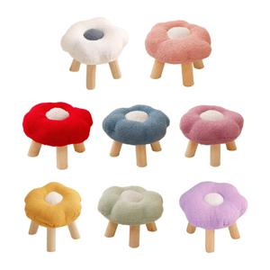 나무 작은 발 의자 책상 발판 아래 미끄럼 방지 발 받침대 놀이방 아파트 현관 침실을위한 오스만 부드러운 의자