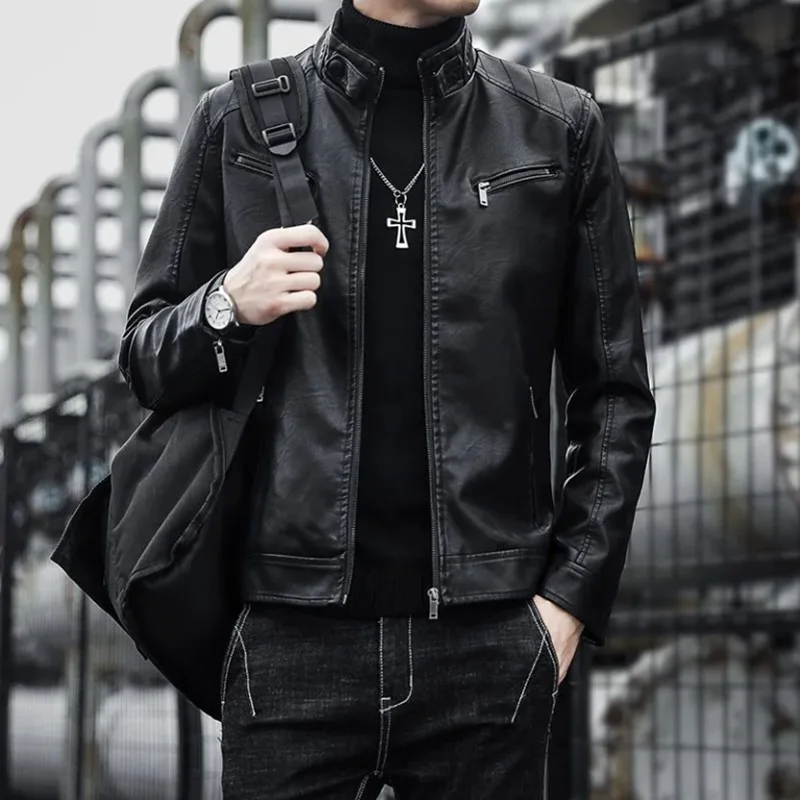 남성 가죽 정장 재킷 남성 슬림 피트 짧은 코트 남성 패션 가죽 자켓 streetwear 캐주얼 블레이저 재킷 남성 겉옷