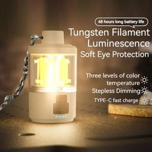 BAAU 휴대용 COB 따뜻한 캠핑 조명 강력한 LED 랜턴 손전등 충전식 야외 비상 낚시 텐트 텅스텐 램프