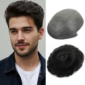 비오스 6인치 0.06mm 헤어 시스템 남성용 교체 시스템 초박형 스킨 남성용 부분 가발 모발 보철물 남성용 인모